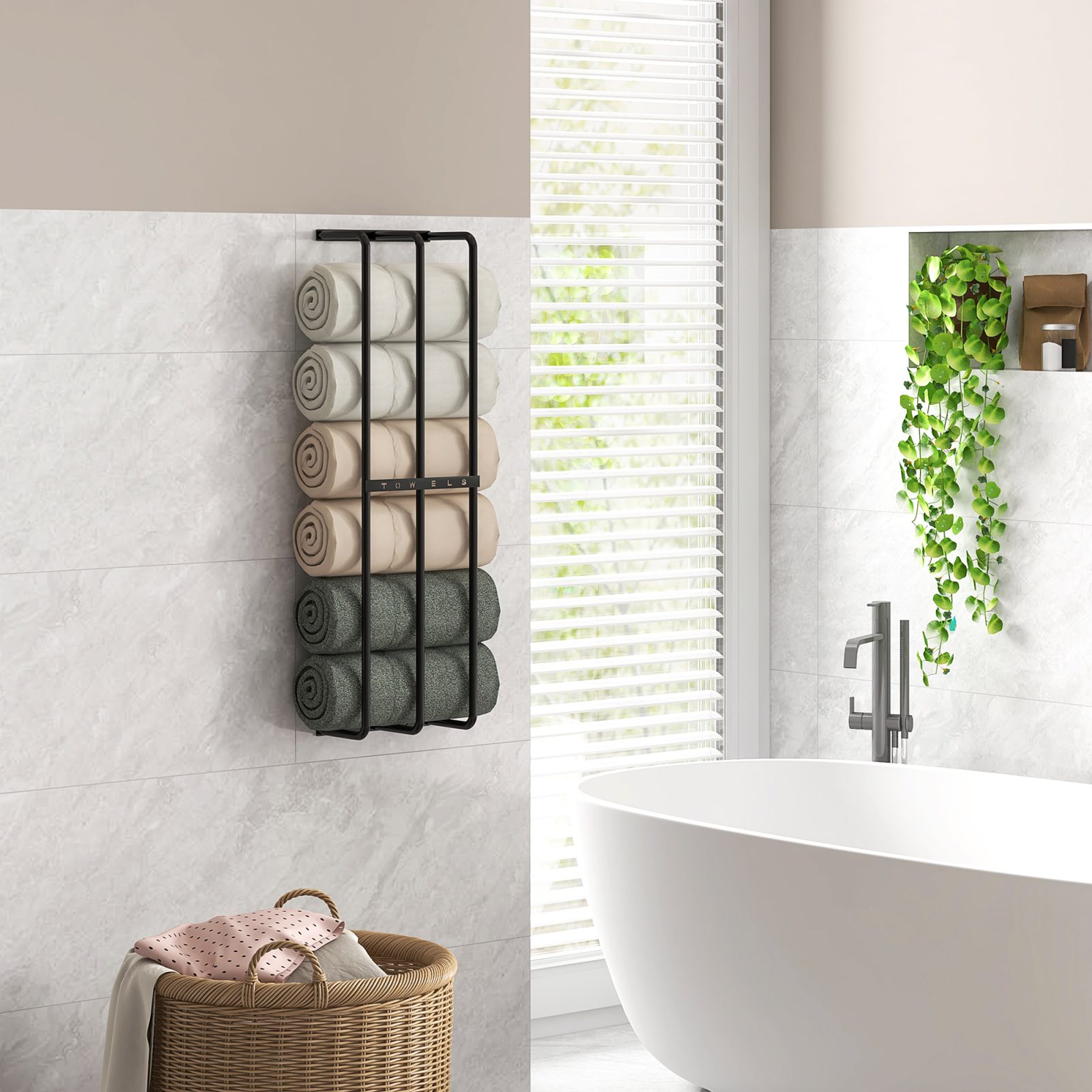 Six Large Towel Metal Holder,with Mounting Accessories – view 2