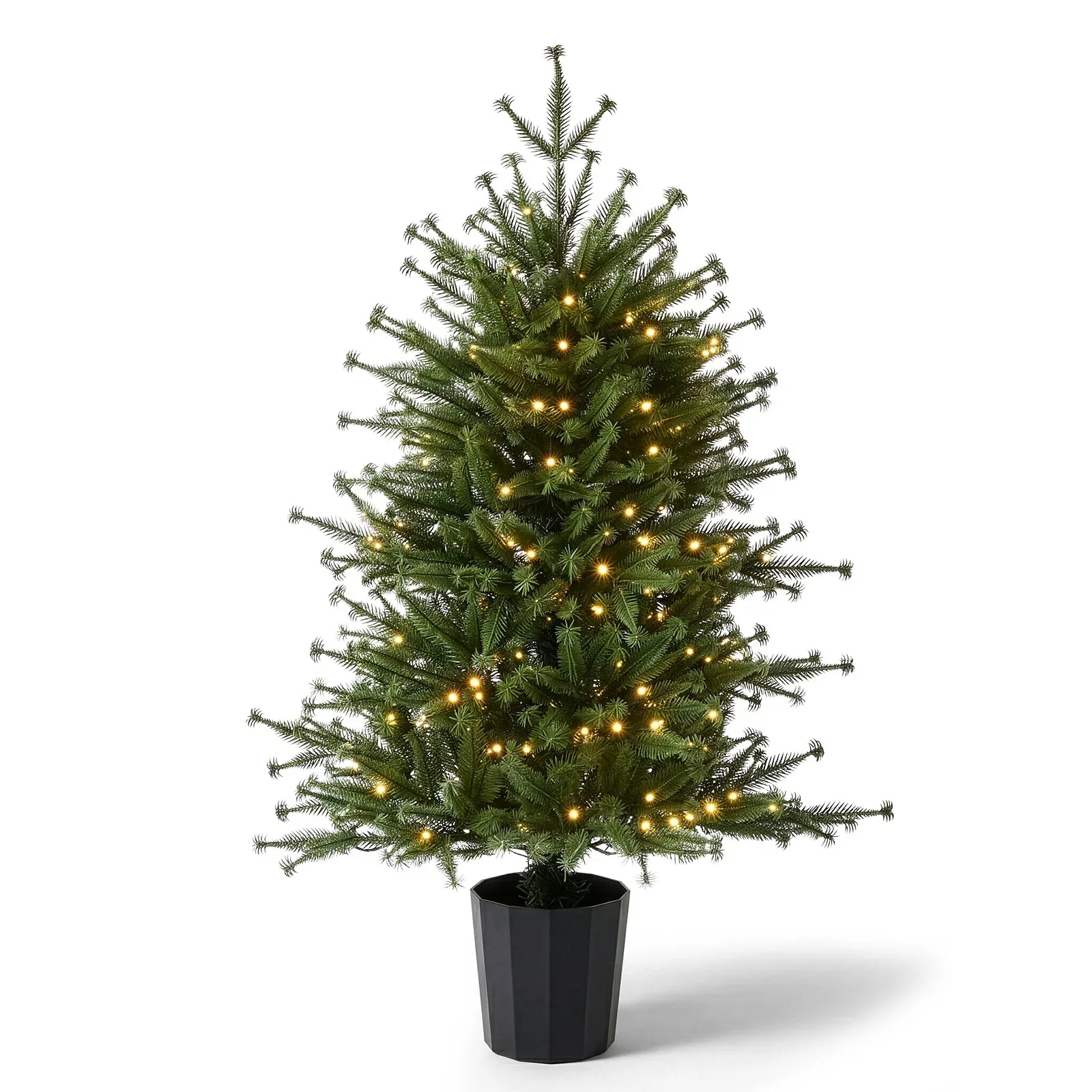 3FT Pre-Lit Artificial Christmas Tree Green PE Mini Xmas with 80 Warm White LED
