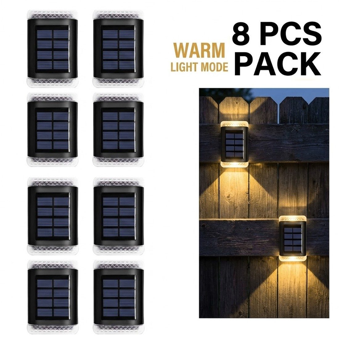 8Pack Super Bright Solar Powered Door Fence Wall Lights LED Outdoor Garden Lamp – view 8