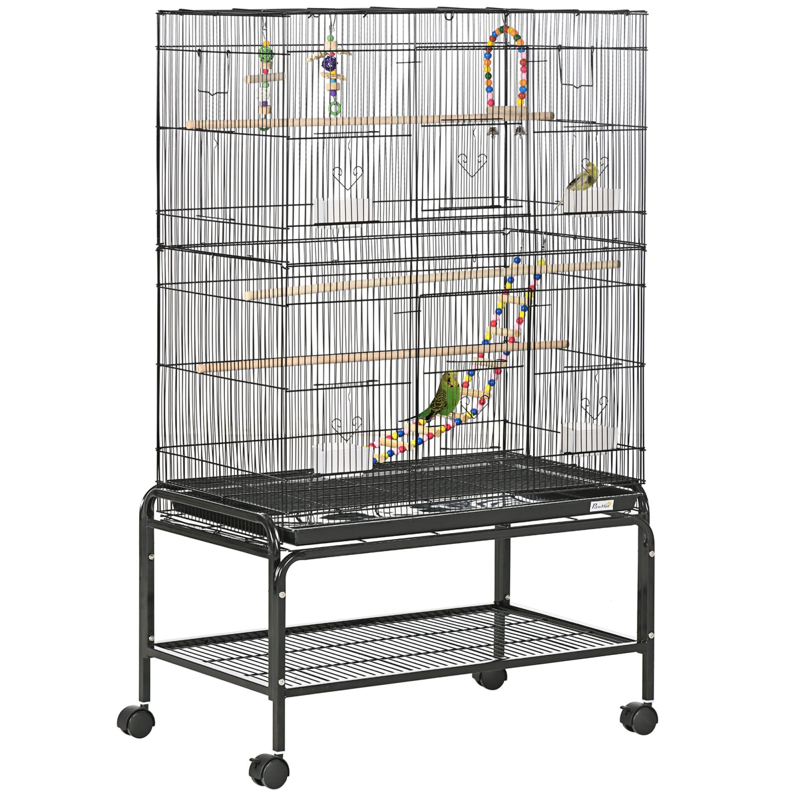 Large Bird Cage Budgie Cage With Stand,Toys,Wheels,Accessories,Storage Shelf For Canaries,Finches,Lovebirds,Parakeets-Black,79 X 49 X 133 Cm – view 4