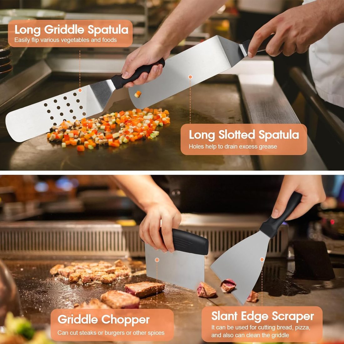 14 Pcs Professional Stainless Steel Griddle Grill Tools Set BBQ Accessories UK – view 4