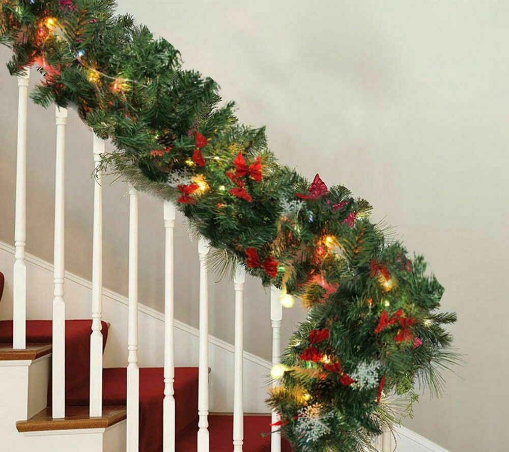 9FT Christmas Garland Decorations Fireplace Stair Artificial Wreath Bushy Pine – view 5