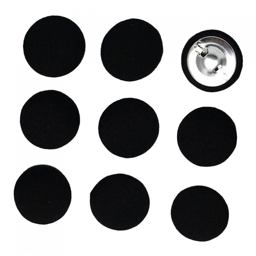 10pcs Cotton Fabric Covered Buttons Sewing Accessories For Garment Black – view 4