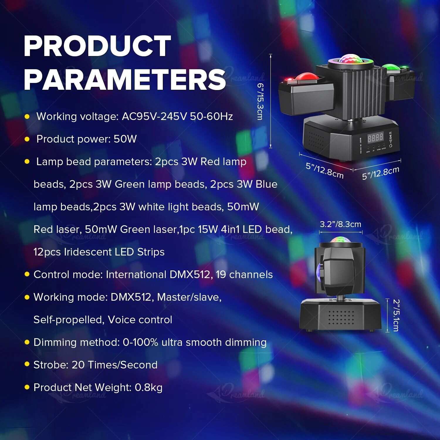 Moving Head Party Light Rotating Disco Bar Stage Lights Laser Beam Strobe Remote – view 10
