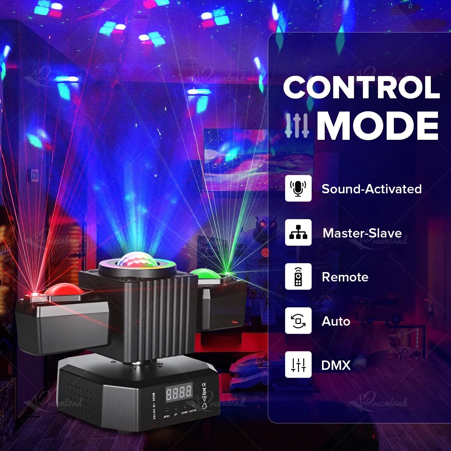 Moving Head Party Light Rotating Disco Bar Stage Lights Laser Beam Strobe Remote – view 2