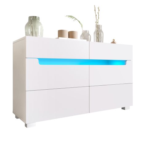Sideboard Cabinet Dresser With 6 Drawers,Storage With RGB LED App Control, Sideboard With Cut-out Handles, 6-drawers Chest Of Drawers, 71 X 120 X 40 Cm, White – view 12