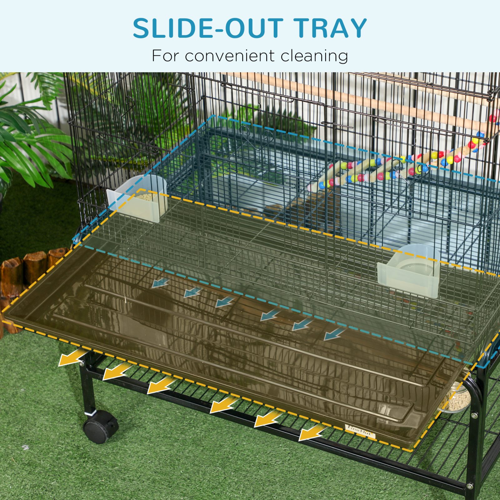 Large Bird Cage Budgie Cage With Stand,Toys,Wheels,Accessories,Storage Shelf For Canaries,Finches,Lovebirds,Parakeets-Black,79 X 49 X 133 Cm – view 6