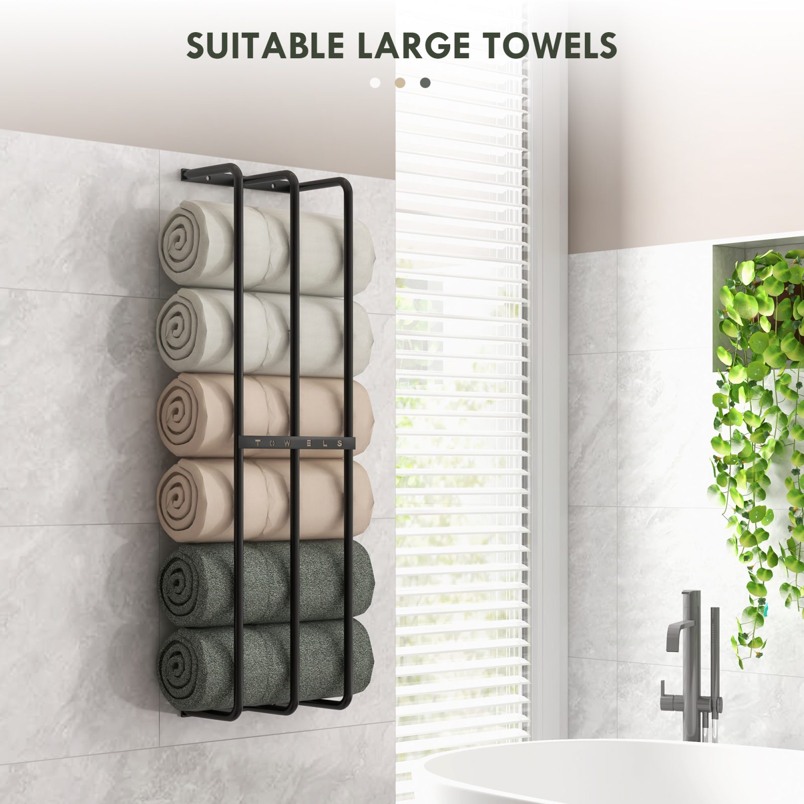 Six Large Towel Metal Holder,with Mounting Accessories – view 3