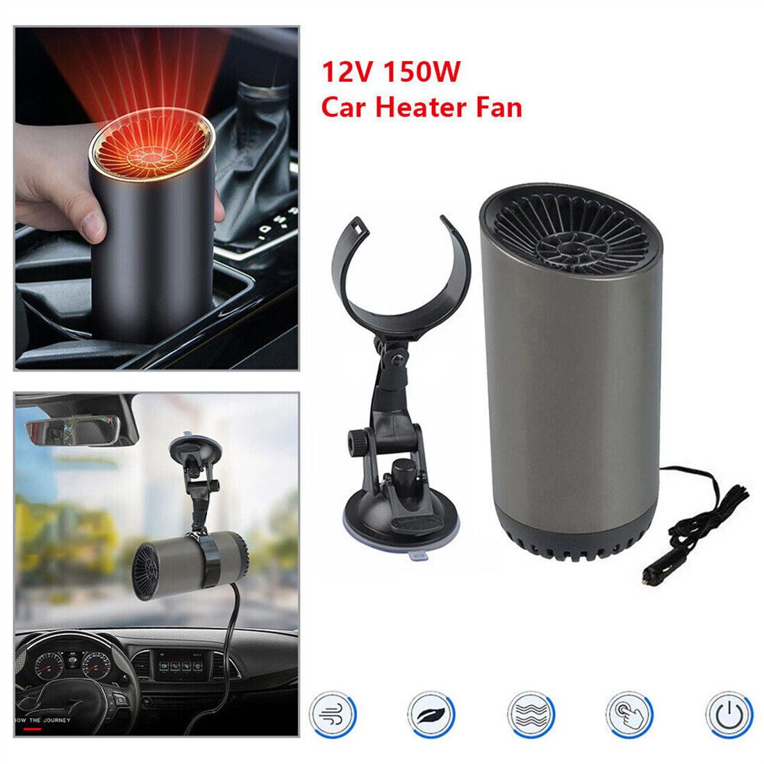 12V Car Heater Demister Defogger Practical Window Windshield Defogging Defrosting Heater Heating Cooling Fan Auto Accessories – view 12