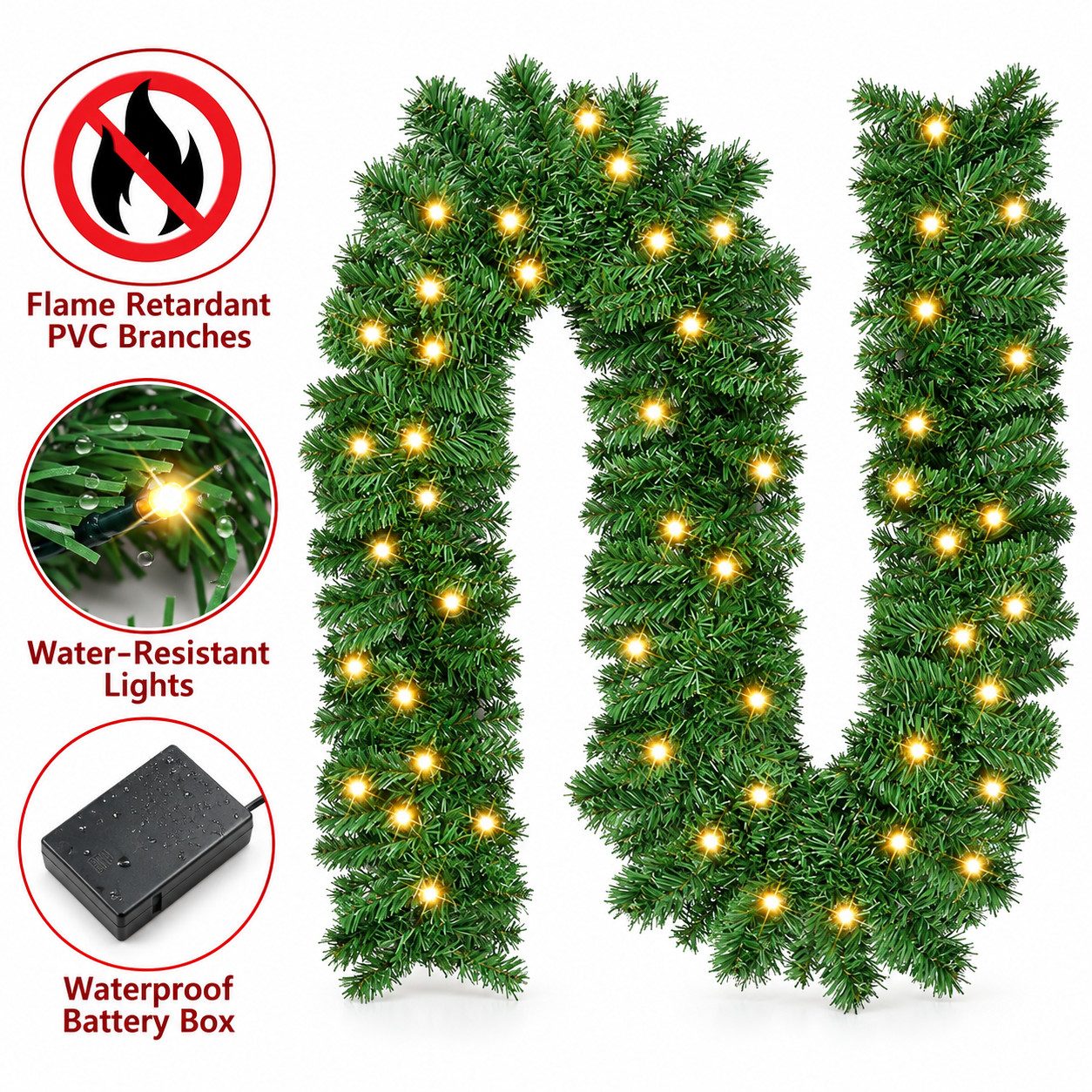 9ft12ft Christmas Garland Decoration Door Wreath Xmas Fireplace – view 7