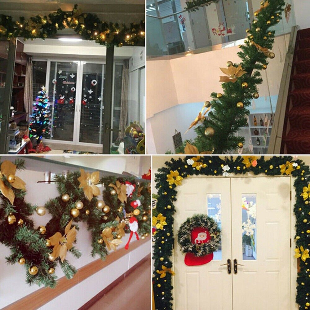 9FT Christmas Garland Decorations Fireplace Stair Artificial Wreath Bushy Pine – view 10