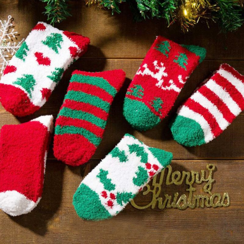 5 Pairs Christmas Soft Ladies Fluffy Lounge Cosy Bed Socks Winter Warm Gift Bag – view 6