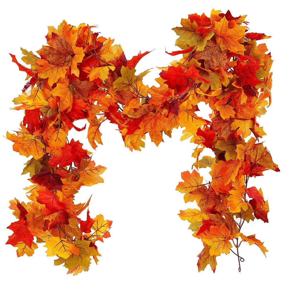 Autumn Fall Maple Leaves LED Lights Garland Hanging Plant Halloween Home Decor – UKL178701