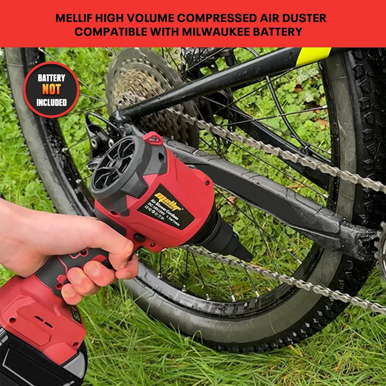 High Volume Compressed Air Duster Compatible With Milwaukee 18V Battery- 3 Speeds, 50000RPM Brushless Motor, LED Light, 7 Multi-Use Accessories, Ideal For PC Keyboard, Pool Toy Tool Only – view 8