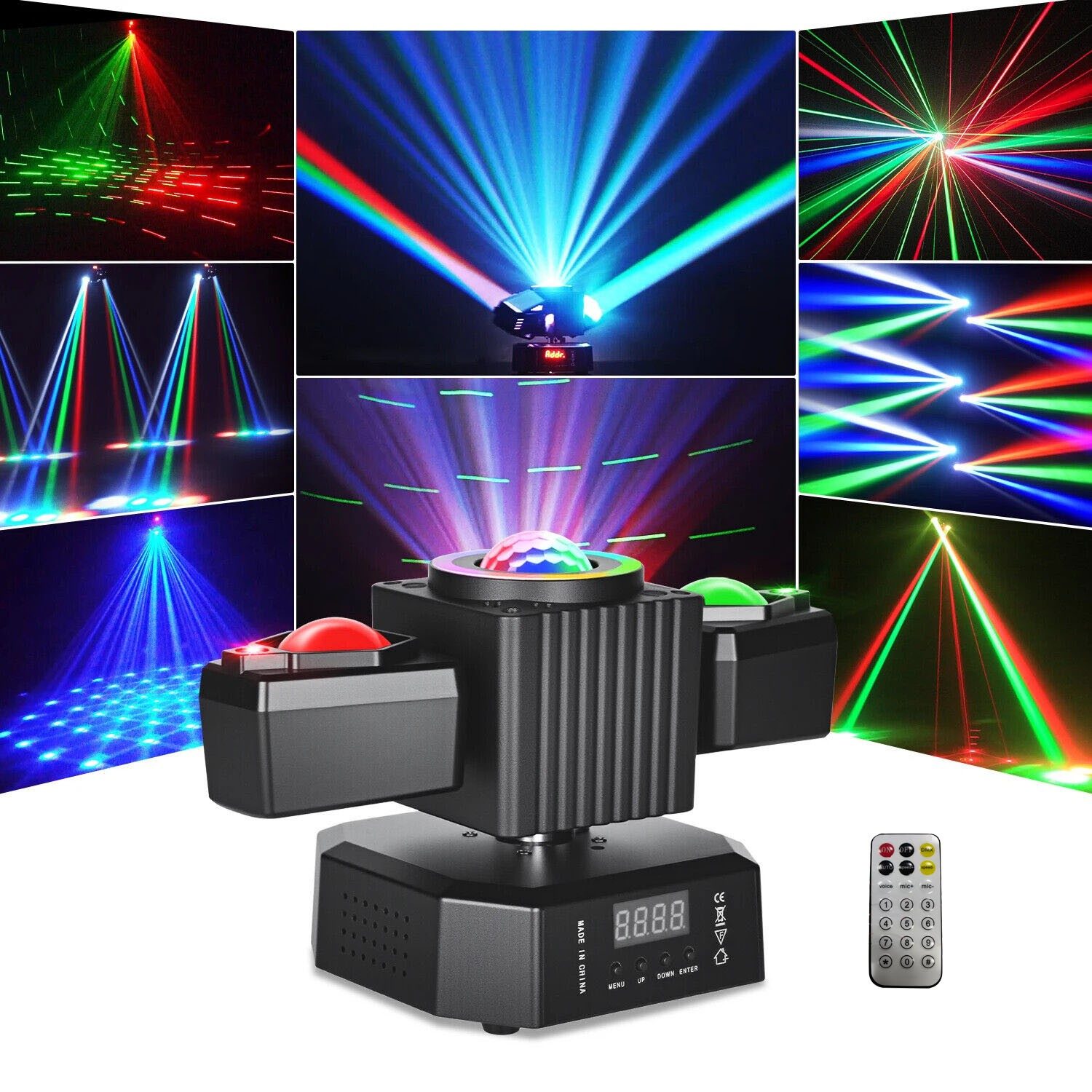 Moving Head Party Light Rotating Disco Bar Stage Lights Laser Beam Strobe Remote – view 8