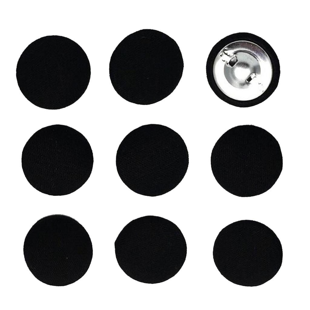 10pcs Cotton Fabric Covered Buttons Sewing Accessories For Garment Black – view 5