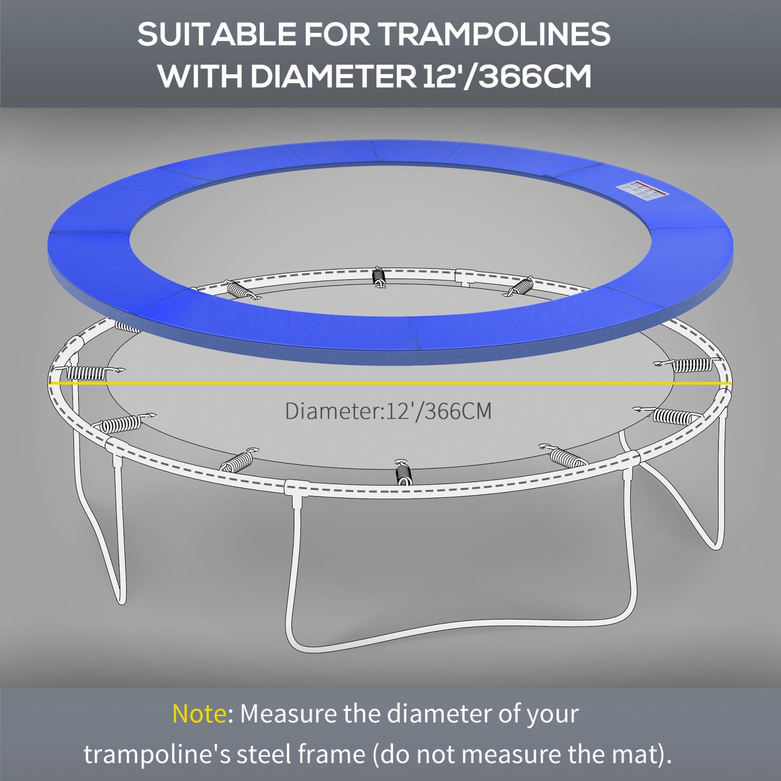 12ft Trampoline Pad Î¦366cm Trampoline Accessories Surround Pad Thick Foam Pads Padding Replacement Spare- Blue – view 5