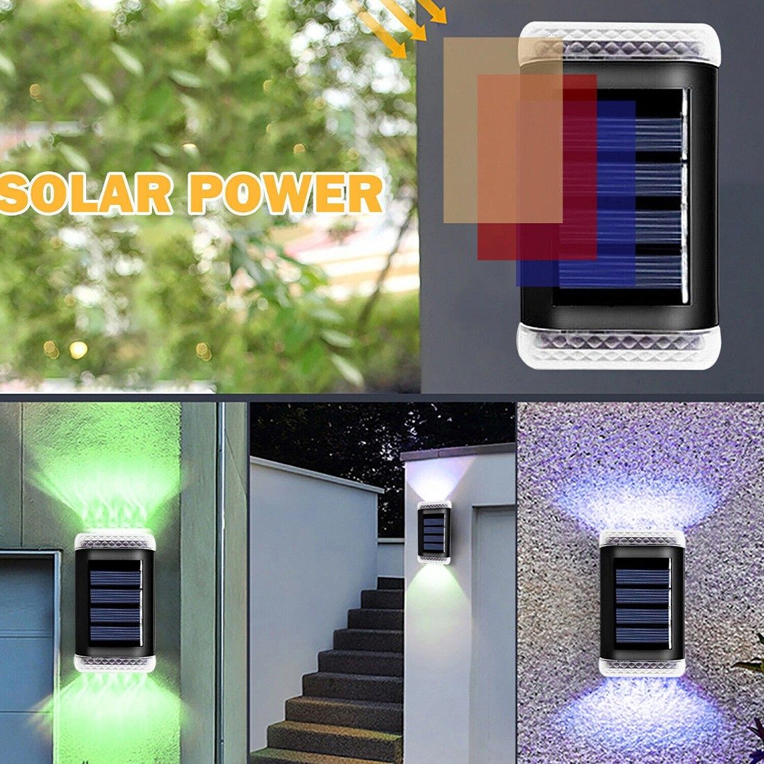 8Pack Super Bright Solar Powered Door Fence Wall Lights LED Outdoor Garden Lamp – view 9