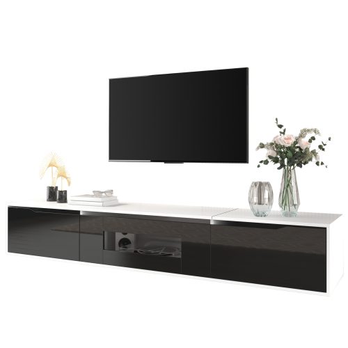 TV Cabinet, High-gloss TV Cabinet, Matching Colours In White And High-gloss Black, With Colour-changing LED Lights.only Front Cabinet Door High-gloss – view 8