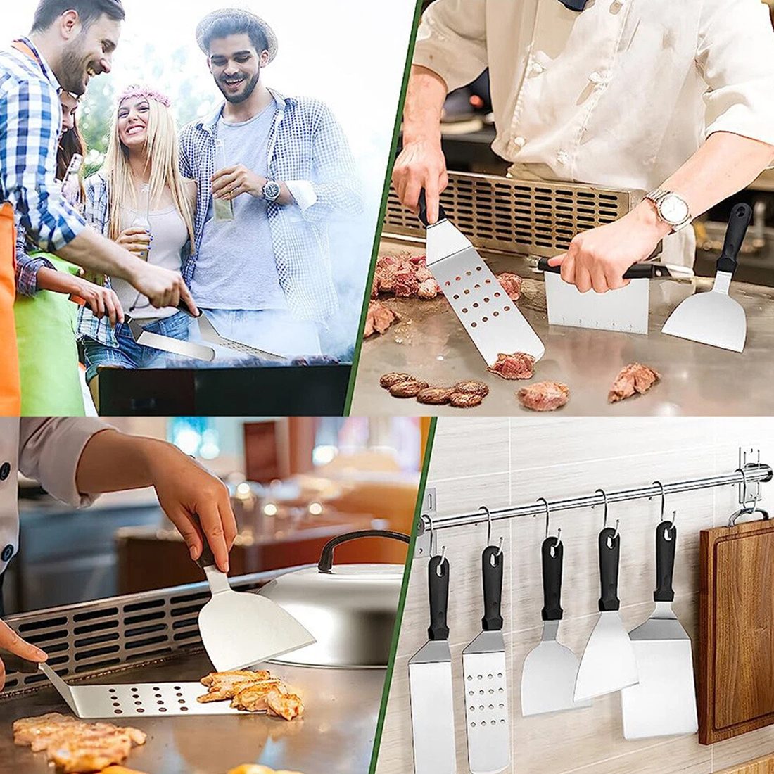 14 Pcs Professional Stainless Steel Griddle Grill Tools Set BBQ Accessories UK – view 8