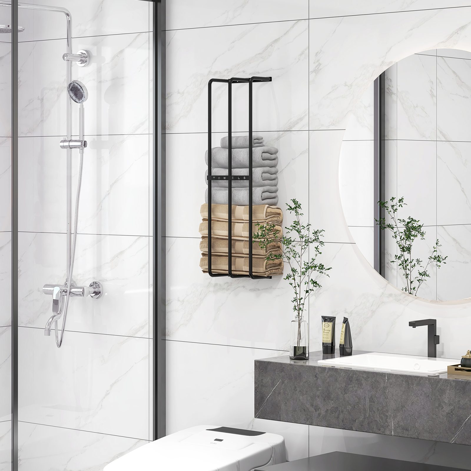 Six Large Towel Metal Holder,with Mounting Accessories – view 4